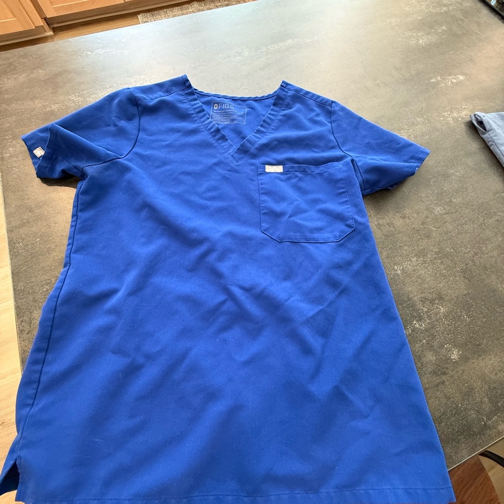 Figs Cobalt Blue V-Neck Scrub Top